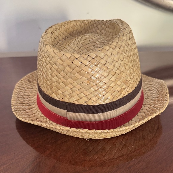 Barneys New York Tan Fedora with Red and Brown Band - Picture 5 of 7